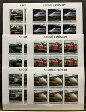 6x Locomotives / Trains - stamps - Timbres - Imperf. MNH** M105