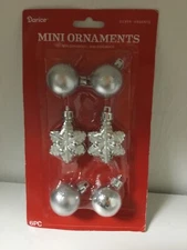 NWT Silver Snowflakes & Christmas Bulbs Mini Ornaments Set of 6