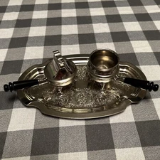 Vtg ASR Made in USA Table Stand Lighter , Ashtray And Tray Very Shiny!