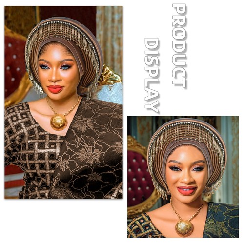 Cappello hijab matrimonio berretto Aso Oke africano headtie auto gel donna turbante cappello avvolgente - Foto 13 di 32