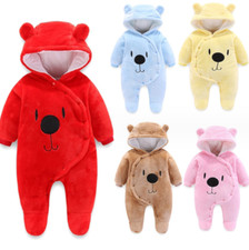 Newborn Baby Boy Girl Kids Bear Hooded Romper Jumpsuit Bodysuit Clothes Outfits