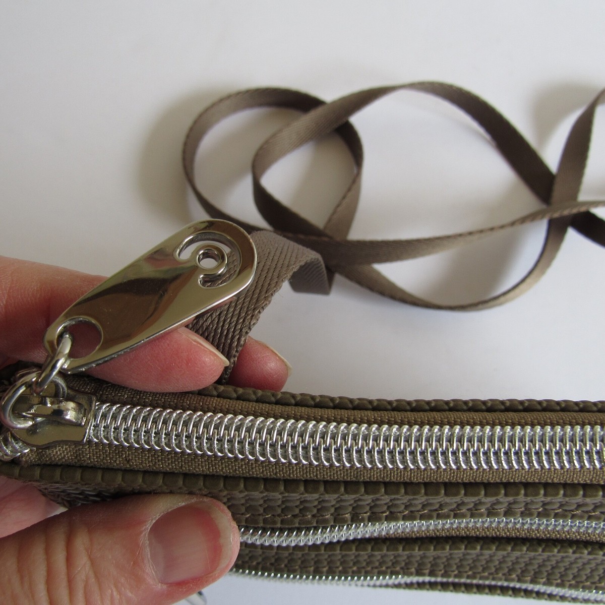 Urban Oxide CrossBody Purse/handbag Taupe 3 Zips 3 pockets | eBay