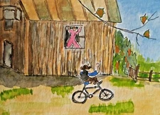 ACEO Original - Lovers in Countryside,  2.5 x 3.5, Signed by MY