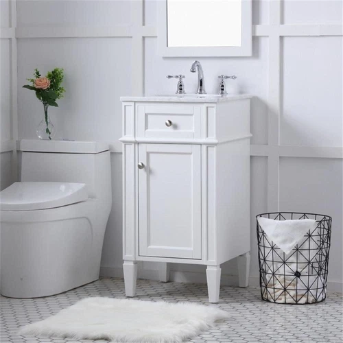 Elegant Decor Park Avenue 18" Single Marble Top Bathroom Vanity in White - Picture 2 of 18