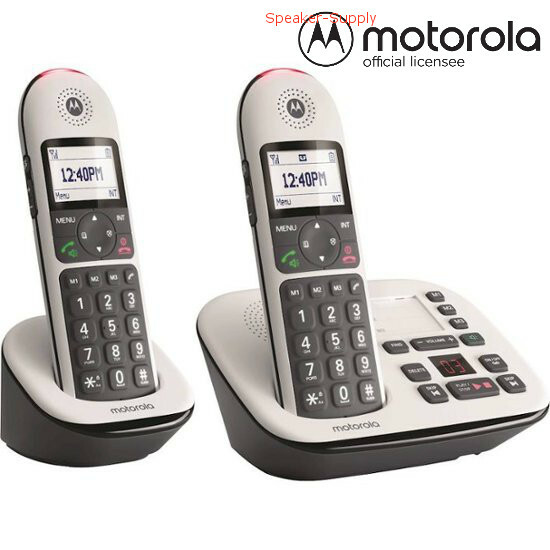 Motorola Digital Cordless Phone With Answering Machine 2 Handsets White
