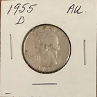 1955 D 25C WASHINGTON AU 90% SILVER QUARTER