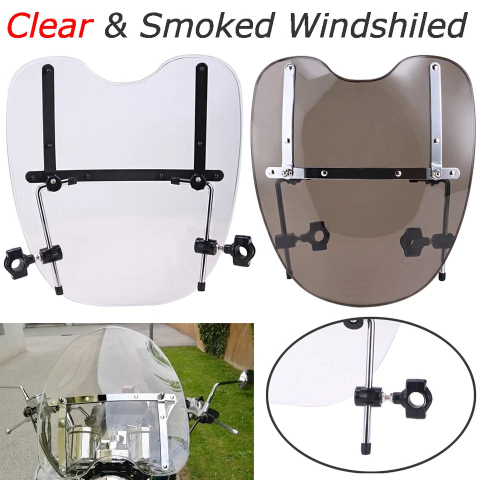 Parabrisas universal de 7/8"" o 1"" para motocicleta Harley Honda Yamaha Foto 2 de 4