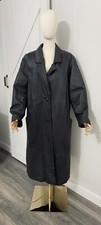 Vintage Roaman's Women's Size L Black 100% Leather Trench Coat Long Jacket Lined