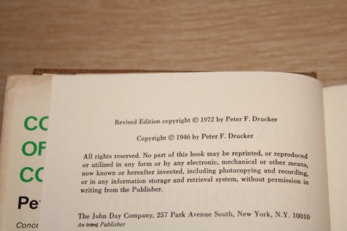 Concept of the Corporation by Peter F Drucker 1972 Edition New Preface Epilogue - Picture 10 of 12