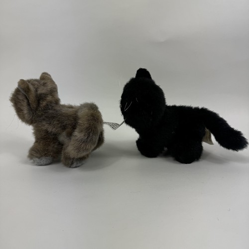 Lillian Vernon Cat Plush Lot 2 Stuffed Animal Kitty Kitten Black Gray Vintage 5” - Picture 10 of 15