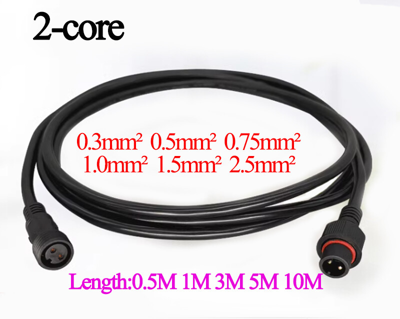 2 Pin Waterproof Extension Cable Connector Male Female Outdoor Led