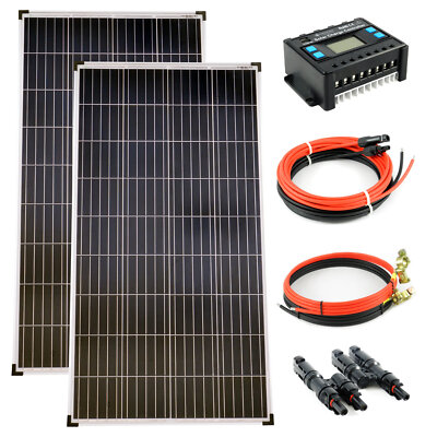 Solar Set 12V 2x130 Watt POLY Solarpanel Solaranlage Garten Camping 20A 0% MwSt