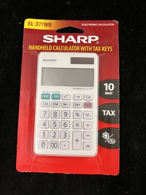Sharp EL-377WB Business Calculator White 2.75 Electronic Handheld With Tax Keys