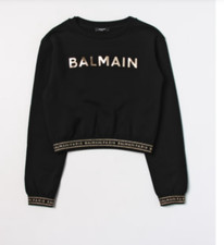 BALMAIN GIRLS SWEATSHIRT W/LOGO BAND BLK BT4A20 930OR