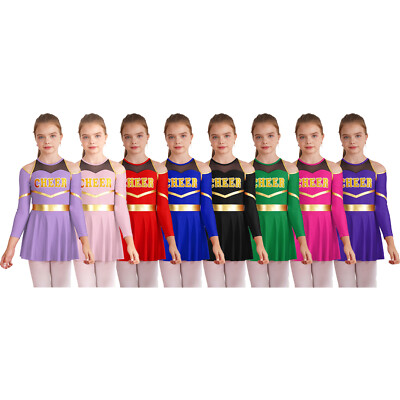 Mädchen Cheerleading Kostüm Tanzkleid Cheer Uniform Kleid mit Buchstaben Druck