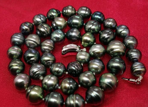 HUGE 18"12-15MM NATURAL SOUTH SEA TAHITIAN GENUINE BLACK DROP PEARL NECKLACE 228