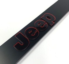 License Plate Frame - Black Frame Black W Red Outline Letters For Jeep