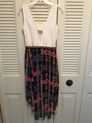 Deb Womens Sun Dress high low Geometric Design Sleeveless Multi-color - Sz  Small | eBay