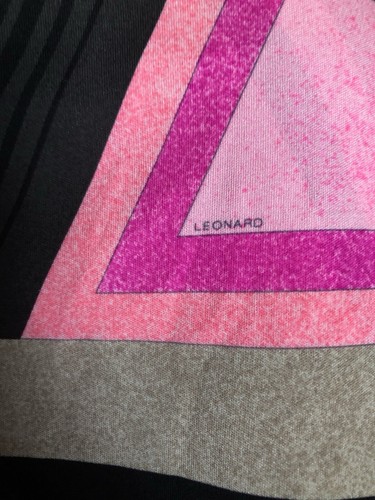 Vintage LEONARD 1970s Style Pink Striped Geometric Print Silk Jersey Dress 90s - Picture 12 of 12