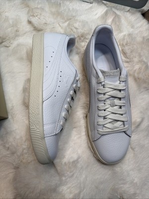 PUMA Clyde Premium Lace Up  Mens White Sneakers Casual Shoes 39483401 Size 9.5
