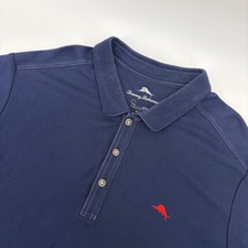 Tommy Bahama Polo Shirt Mens XLT Navy Blue Supima Cotton Marlin Logo