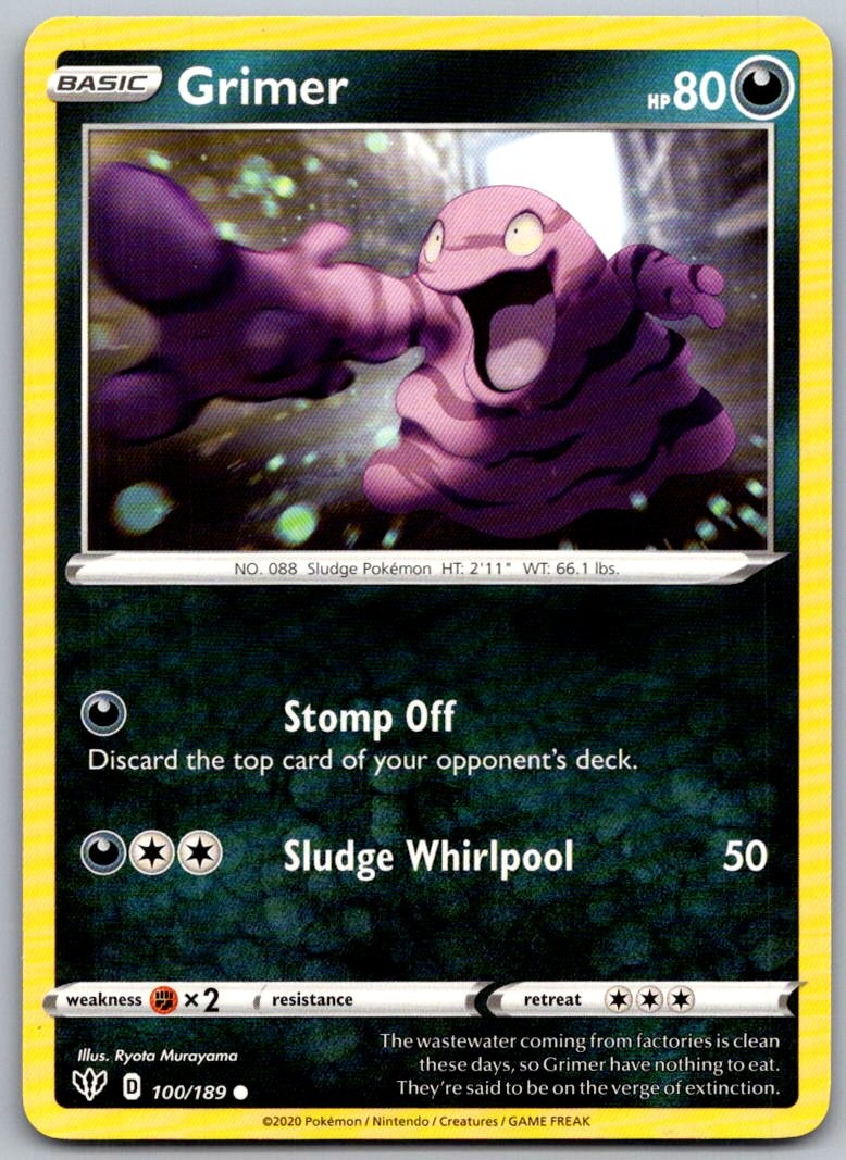 Grimer 100/189 Common Darkness Ablaze Pokemon Near Mint