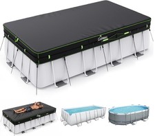 UIRWAY 12x18FT Rectangular Pool Cover with Reflective Strips,Swimming Pool Cover