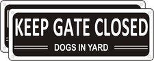  2 Pack Heavy-duty Metal Keep Gate Closed Sign Dogs in Yard, 10" x 3.5" Alum...