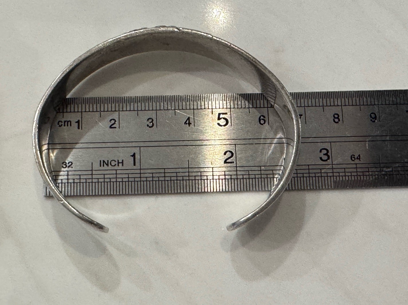 Solid Sterling Silver Repousse Cuff Bracelet, Flo… - image 6