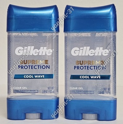 GILLETTE SUPREME PROTECTION - DEODORANT - COOL WAVE - CLEAR GEL - LOT OF 2 m