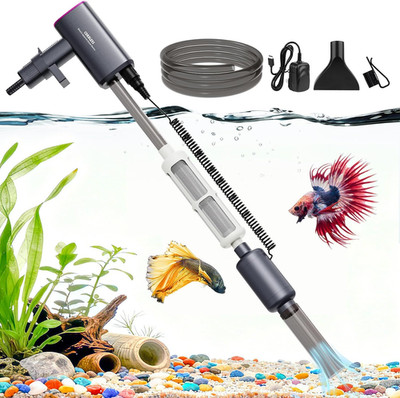 Cordless Aquarium Gravel Cleaner: 36W Electric Fish Tank Vacuum Cleaner