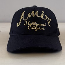 AMIRI Men  s Baseball Cap Adjustable Back Strap Black With Gold Very Nice Hat