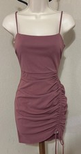 Dusty Rose Ruched Bodycon Mini – Comfortable Stretch & Adjustable Side Tie SizeM