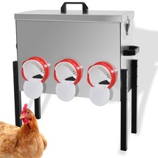 Metal Automatic Chicken Feeder 30LBS with 6 Ports,Locking Lid and Legs,No Fee...