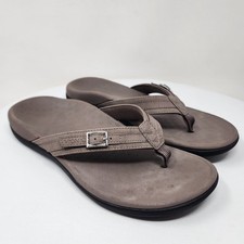 Vionic Tide Patty Flip Flops Women 8 Greige Taupe Orthopedic Comfort Shoes