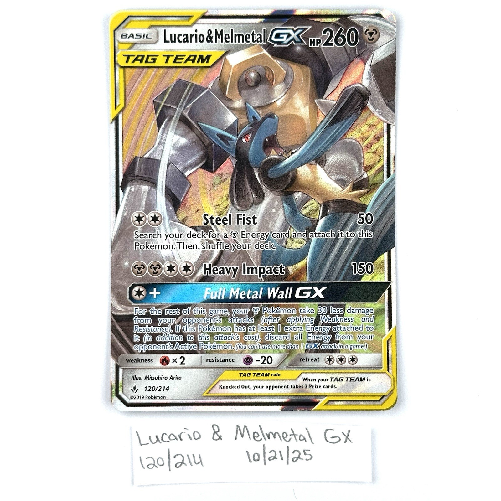 Lucario & Melmetal GX 120/214 Sm-Unbroken Bonds Full Art Pokemon TCG NM