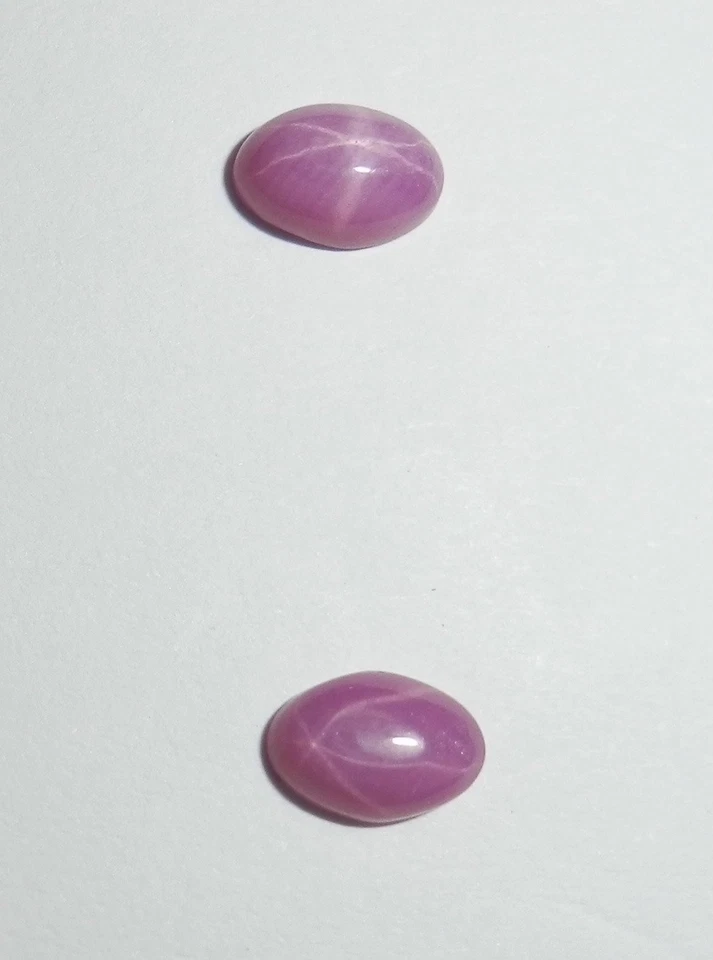 Opaque Star Ruby Oval 6x4 mm Cabochon 6 Rayed Lab-created Stone 3 piece Lot - Image 3 of 4