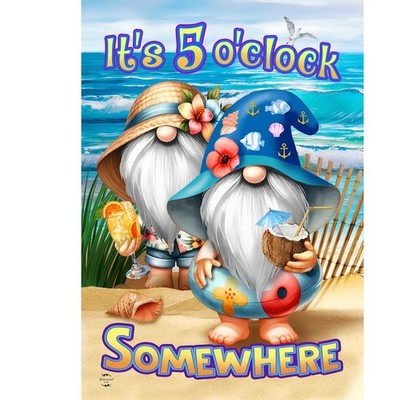 Briarwood Lane Summer 5 O'clock Beach Gnomes Garden Flag 12x18
