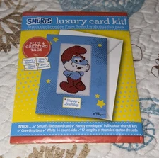 The Smurfs Luxury Cross Stitch Card Kit Papa Smurf Mushroom Hat