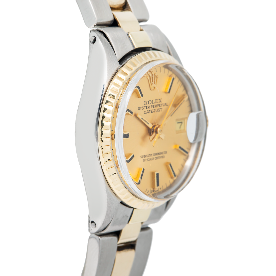 Rolex DateJust 6517 18K Two Tone YG Fluted Champagne Dial Auto Lady's ...