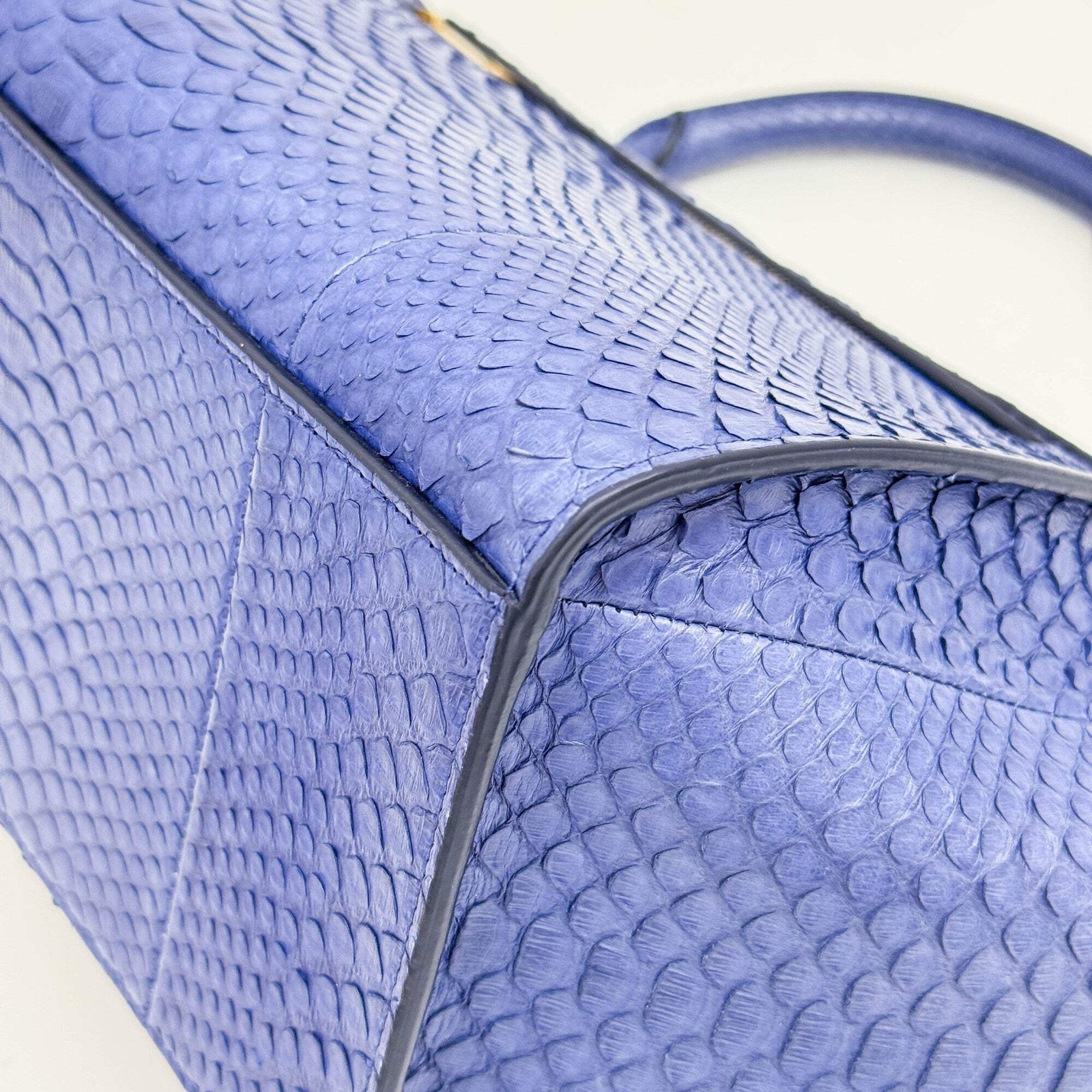 CELINE Trapeze Blue Python Embossed Leather Two W… - image 12