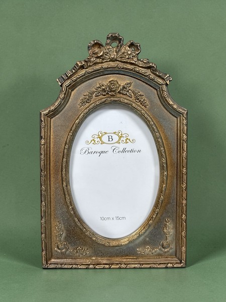 Edler Bilderrahmen Oval Antikstil Barock Dutch Style Gold 23Cmx14Cm Neu-image