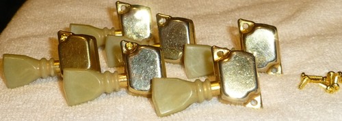 Vintage 1960s Univox Teisco Aria Gold 6 In a Line Tulip Tuner Set + Screws RHand