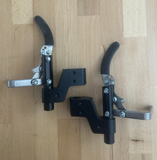 Wheelchair Push-to-Lock Brake Lever Assemblies Set Left/Right Black/Silver