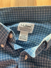 L.L. Bean Men's Blue Checked Button-Down Shirt Size M-Tall