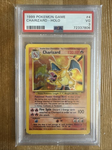 Pokémon TCG Charizard Base Set 4/102 Holo Unlimited Holo Rare PSA 3 - Picture 1 of 2