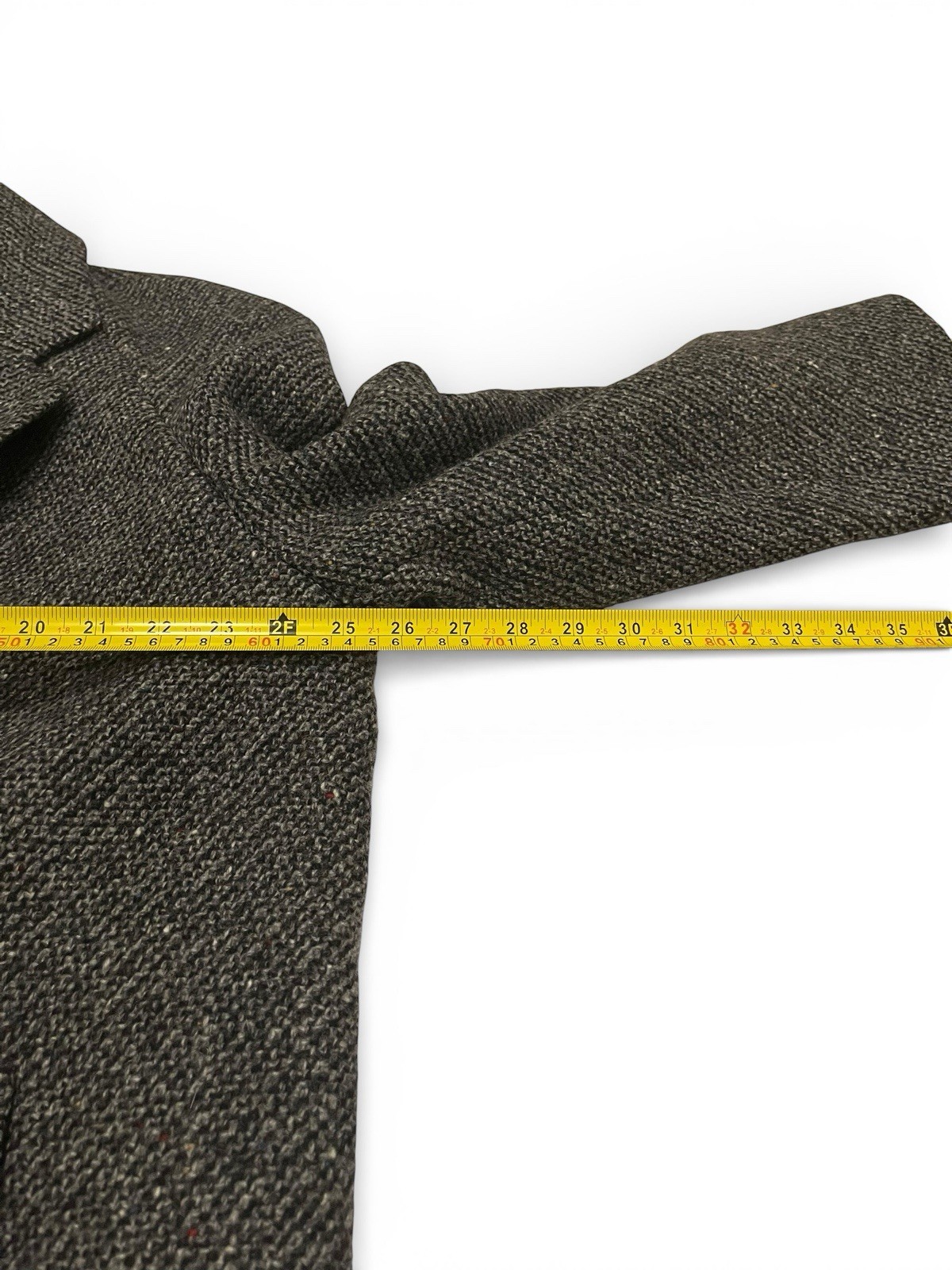 Gray Herringbone Double Breasted Long Overcoat Bu… - image 5