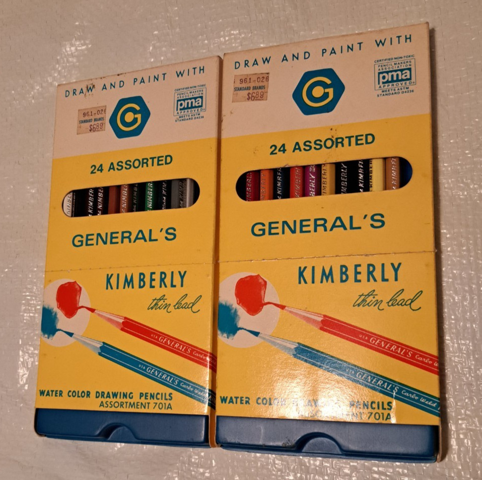 Vintage USA Made General's Kimberly 22 Drawing Watercolor Pencils Used & New