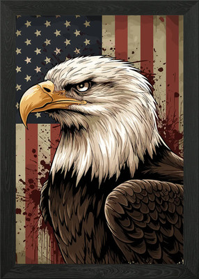 Adler amerikanische Flagge gerahmtes Wandbild Poster Leinwanddruck Bild