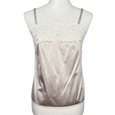 Vintage Cami Tank Top Size Small Lace Trim Satin Sheer Fairy Lingerie Coquette